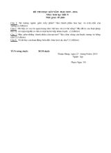 Đề thi học kì I năm học 2015 - 2016 môn sinh học khối 8 thời gian 45 phút